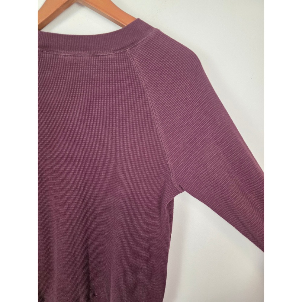 Tna Aritzia Womens Waffle Knit Raglan Long Sleeve Thermal Top Burgundy Plum S - Picture 5 of 7